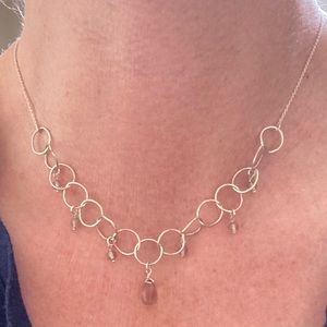 Sterling silver Necklace with smoky quartz drops